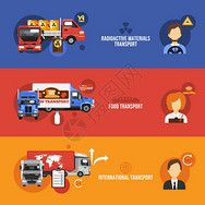 卡車平橫幅放射材料食品國際運輸孤立矢量插圖銷售高清圖片素材